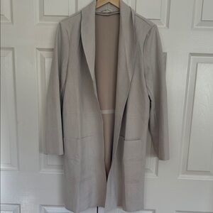 Rielle Beige Faux Suede Long Coat Open Front size XL